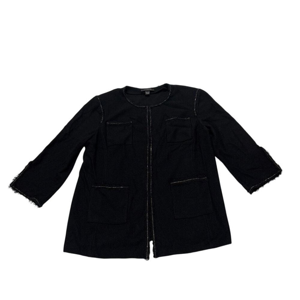 St.John Womens XL Collarless Luxury Knit Jacket Blazer Minimalist Office Formal